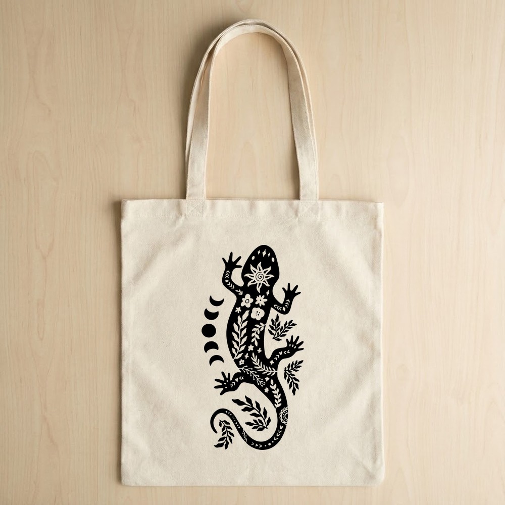 floral lizard svg tote bag mockup - Free SVG