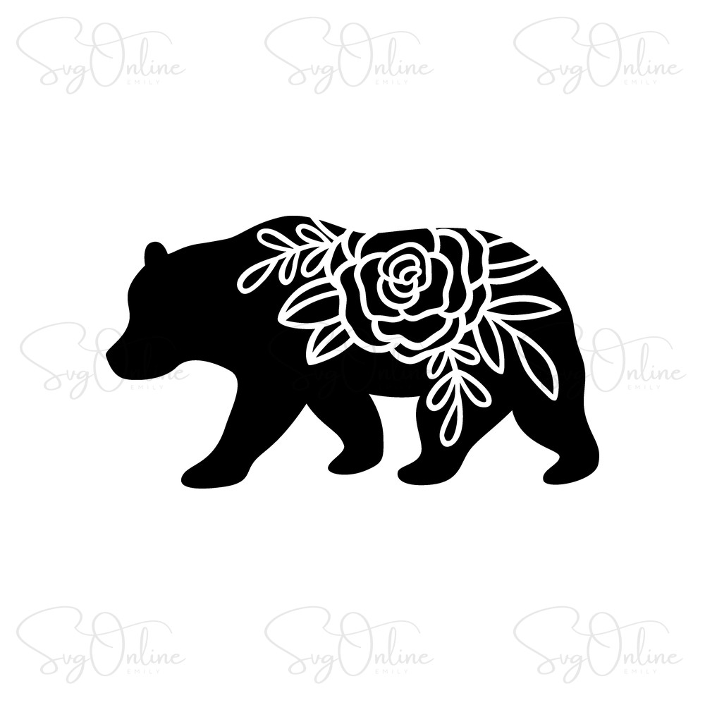 floral mama bear svg free download design - Free SVG