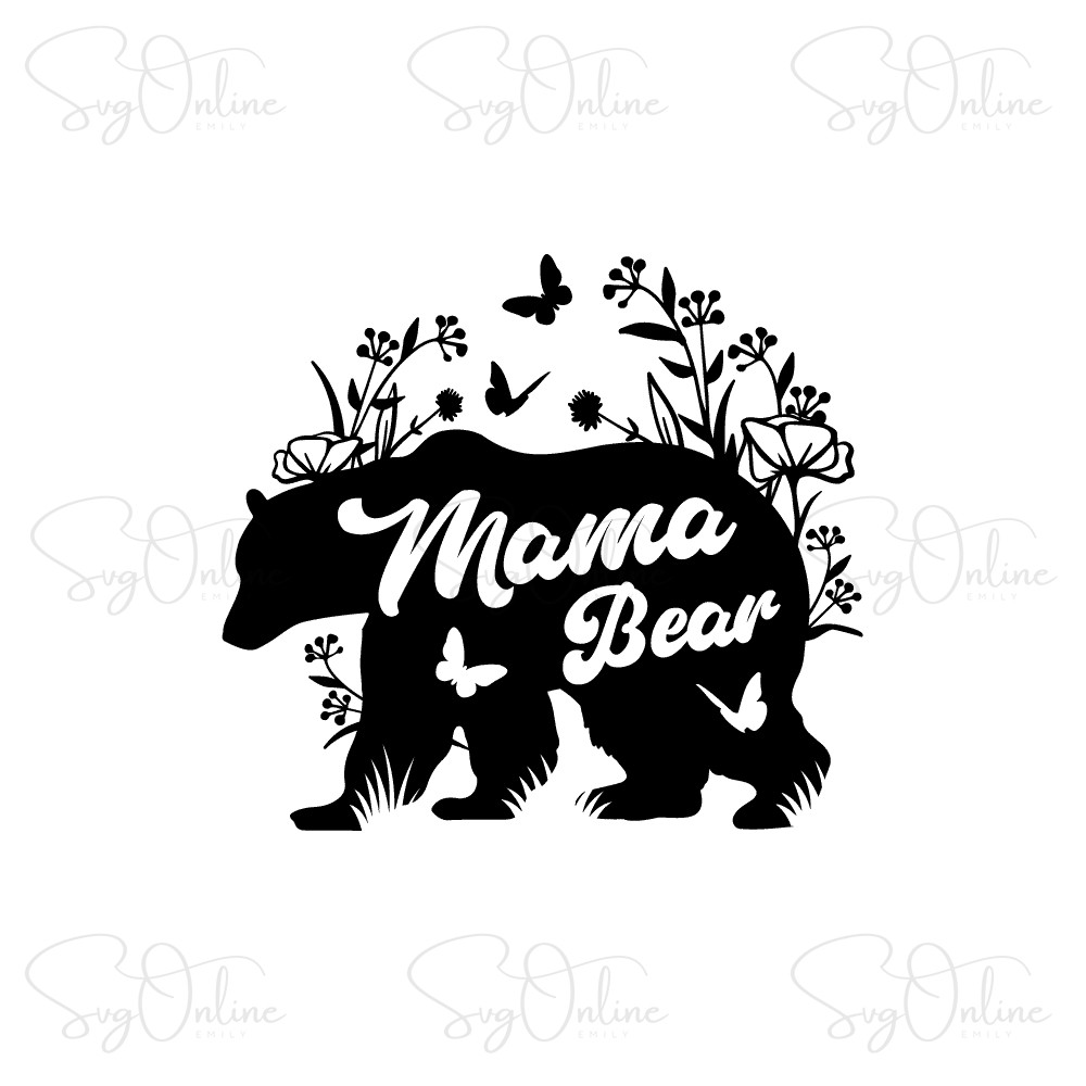 floral mama bear svg free download mothers day design - Free SVG