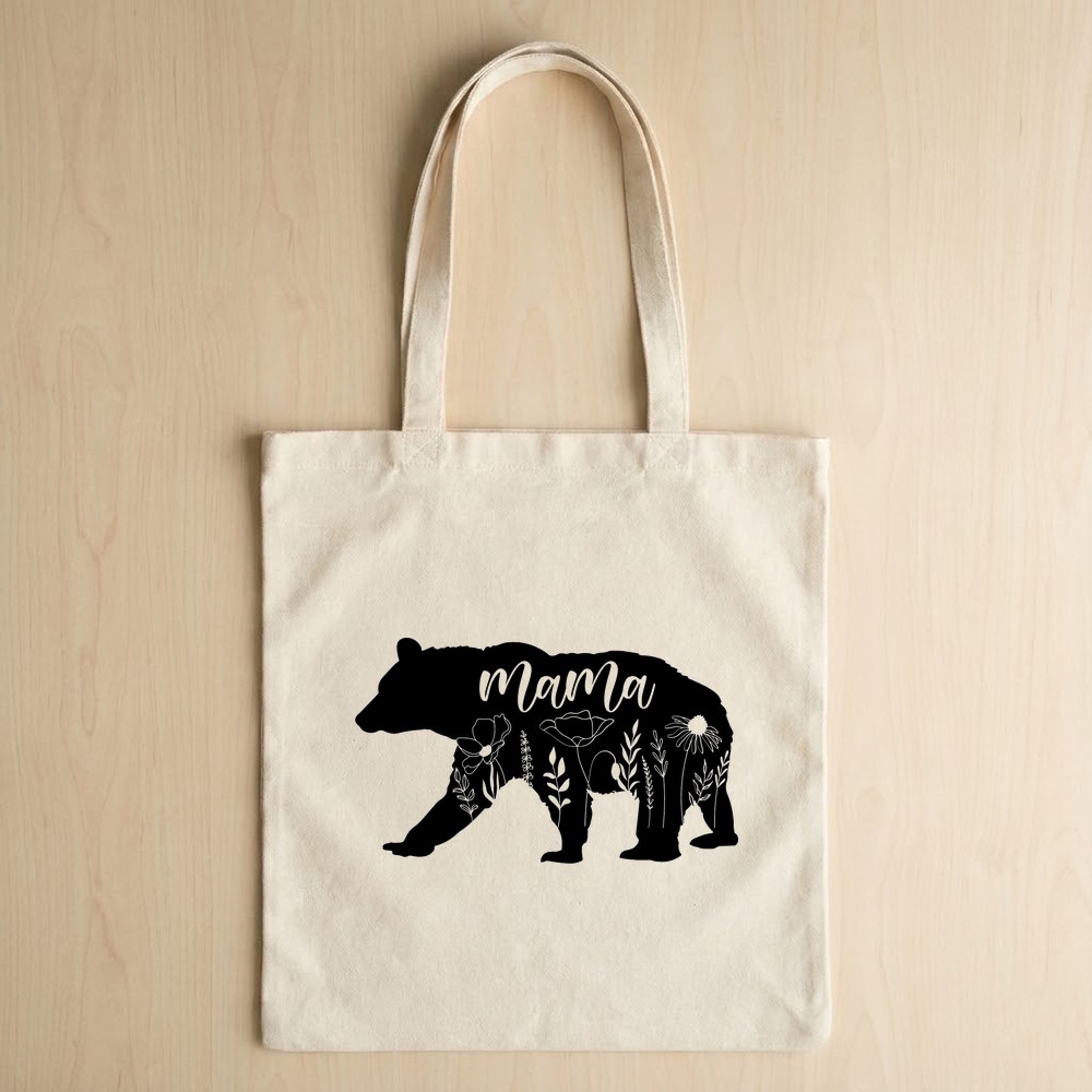 floral mama bear svg tote bag mockup - Free SVG