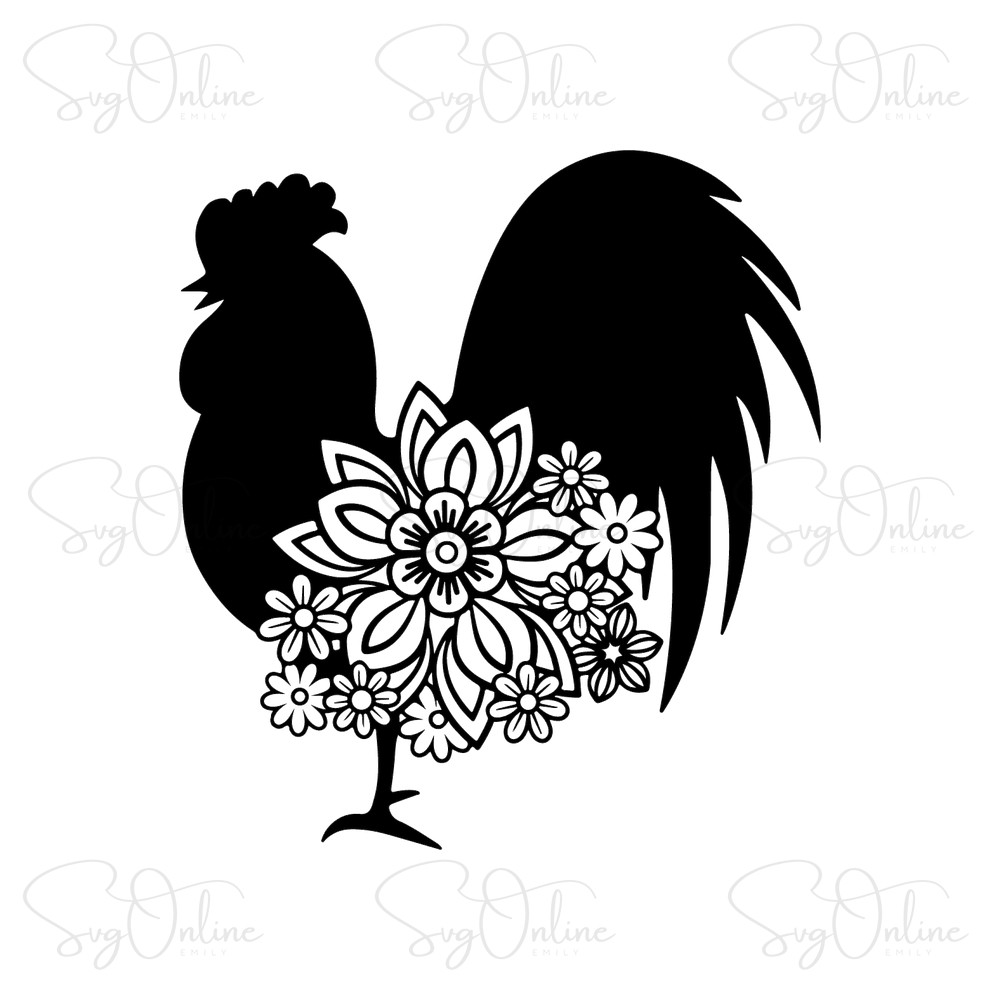 floral rooster mandala chicken svg free download - Free SVG
