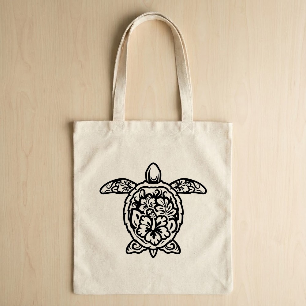 floral turtle svg tote bag mockup - Free SVG