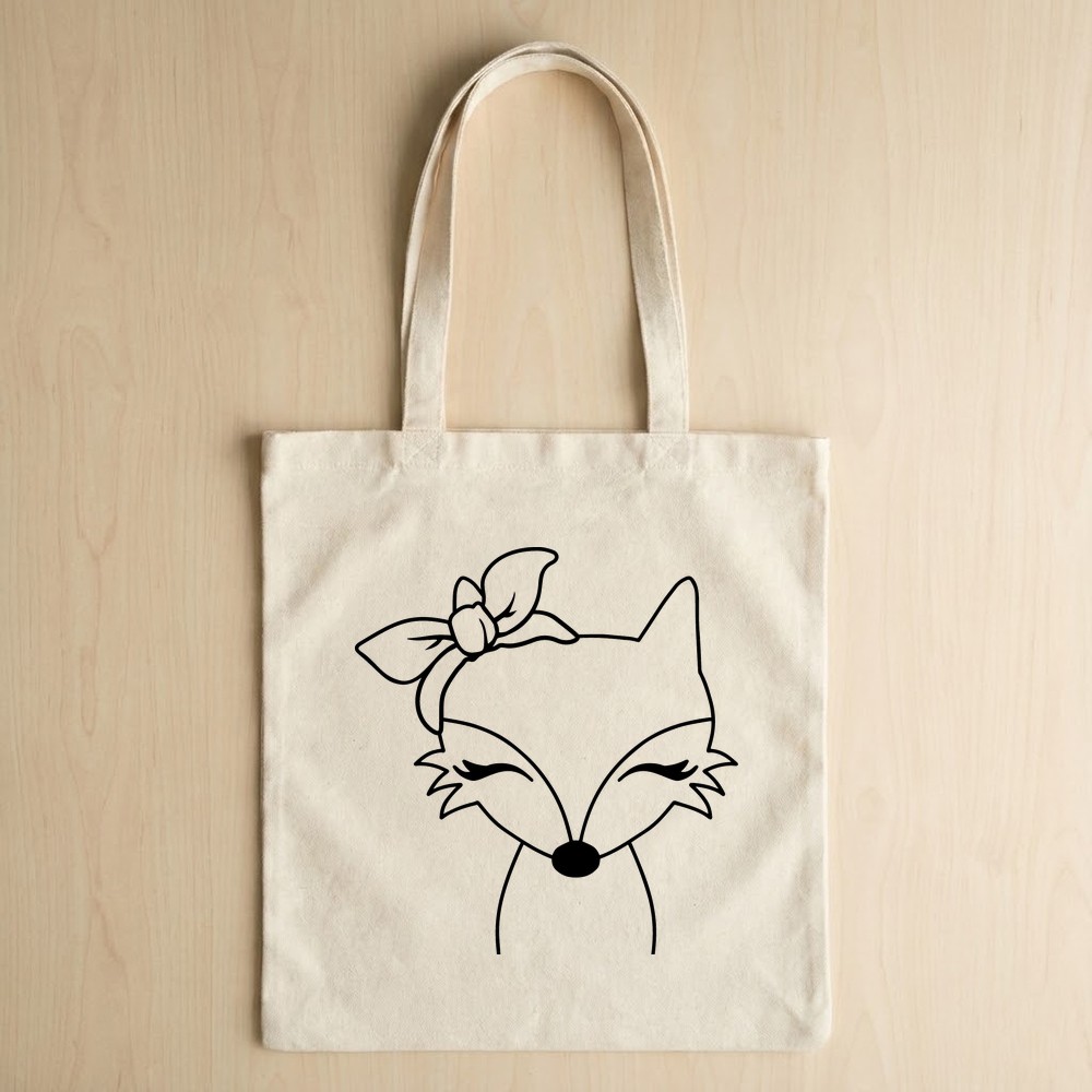 fox face svg design on tote bag mockup - Free SVG