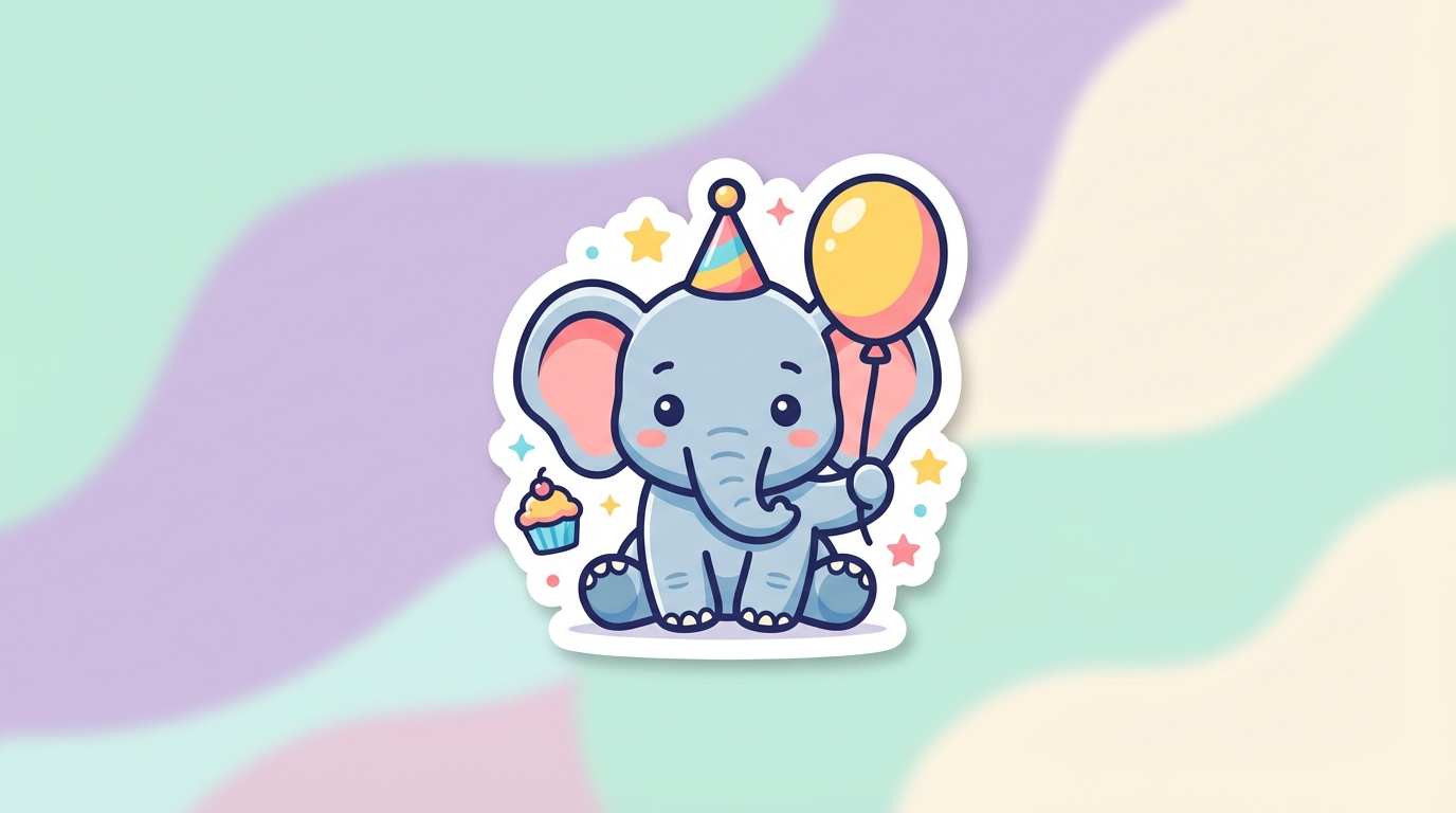 free baby elephant birthday svg adorable cut file for cricut silhouette commercial use hero banner - Free SVG