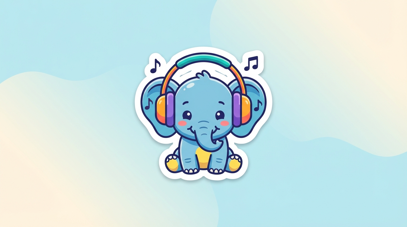 free baby elephant wearing headphones svg adorable cut file for cricut silhouette commercial use hero banner - Free SVG