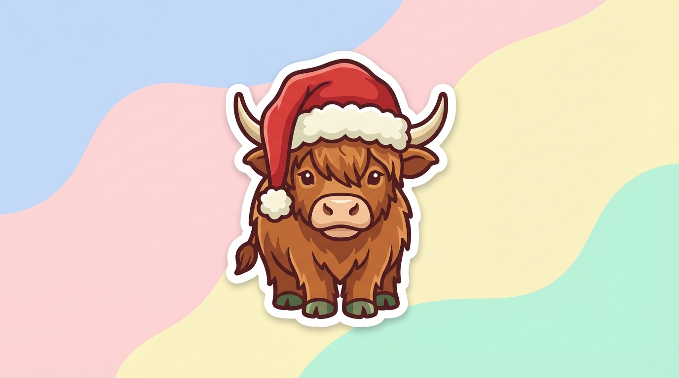 free christmas highland cow svg festive santa hat design for cricut silhouette commercial use hero banner - Free SVG