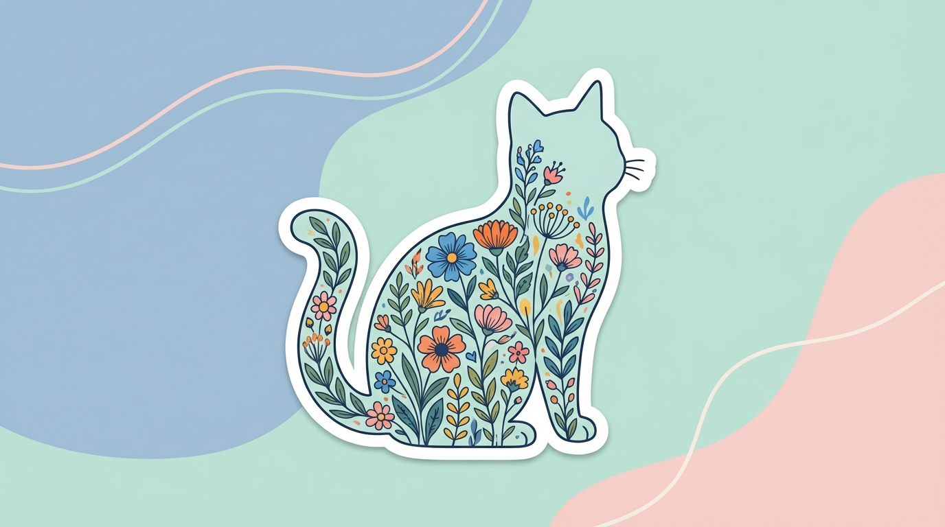 free floral cat svg wildflower design for cricut silhouette hero banner - Free SVG