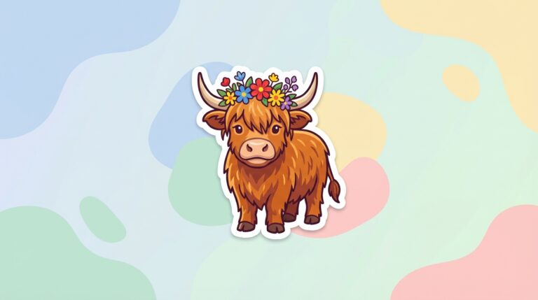 Free Floral Cow SVG – Highland Cow with Flower Crown for Cricut