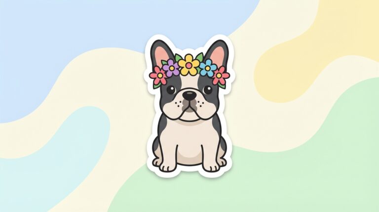 Free French Bulldog SVG – Adorable Dog with Flower Crown Cut File for Cricut & Silhouette (Commercial Use)