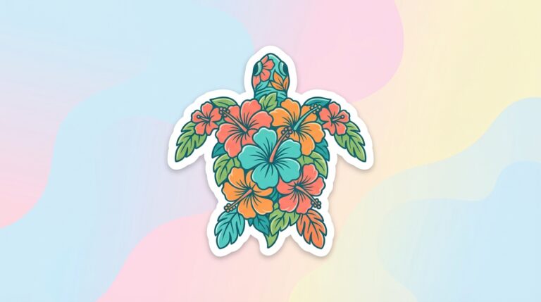 Free Hibiscus Turtle SVG – Tropical Floral Design for Cricut & Silhouette