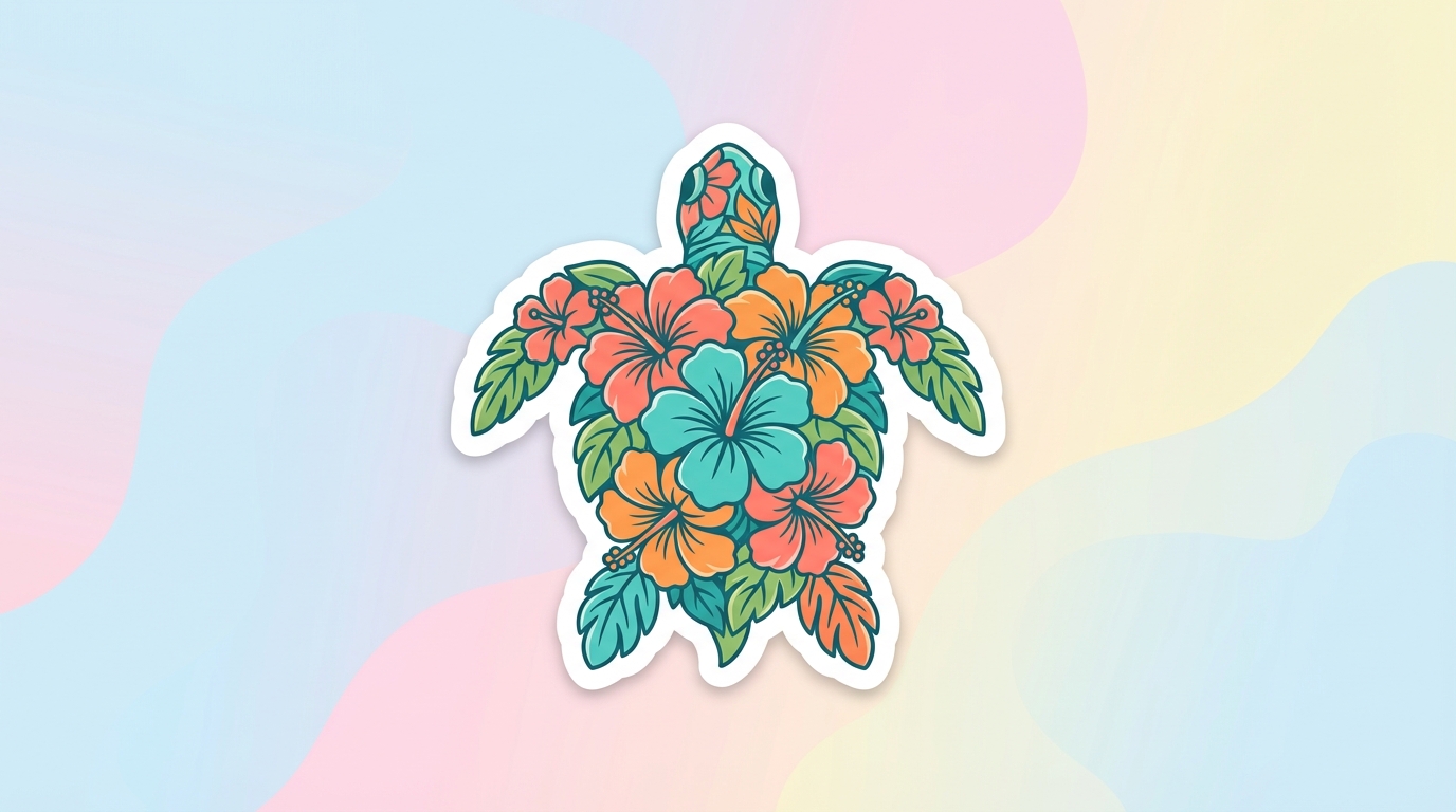 free hibiscus turtle svg tropical floral design for cricut silhouette hero banner - Free SVG