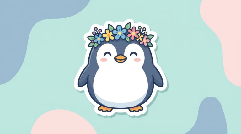 Free Penguin with Floral Crown SVG – Adorable Cut File for Cricut & Silhouette (Commercial Use)