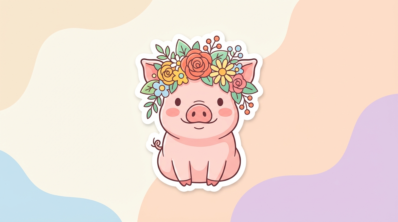 free pig with flower crown svg adorable floral piglet for cricut silhouette commercial use hero banner - Free SVG