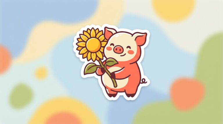 Free Pig With Sunflower SVG – Adorable Cut File for Cricut & Silhouette (Commercial Use)