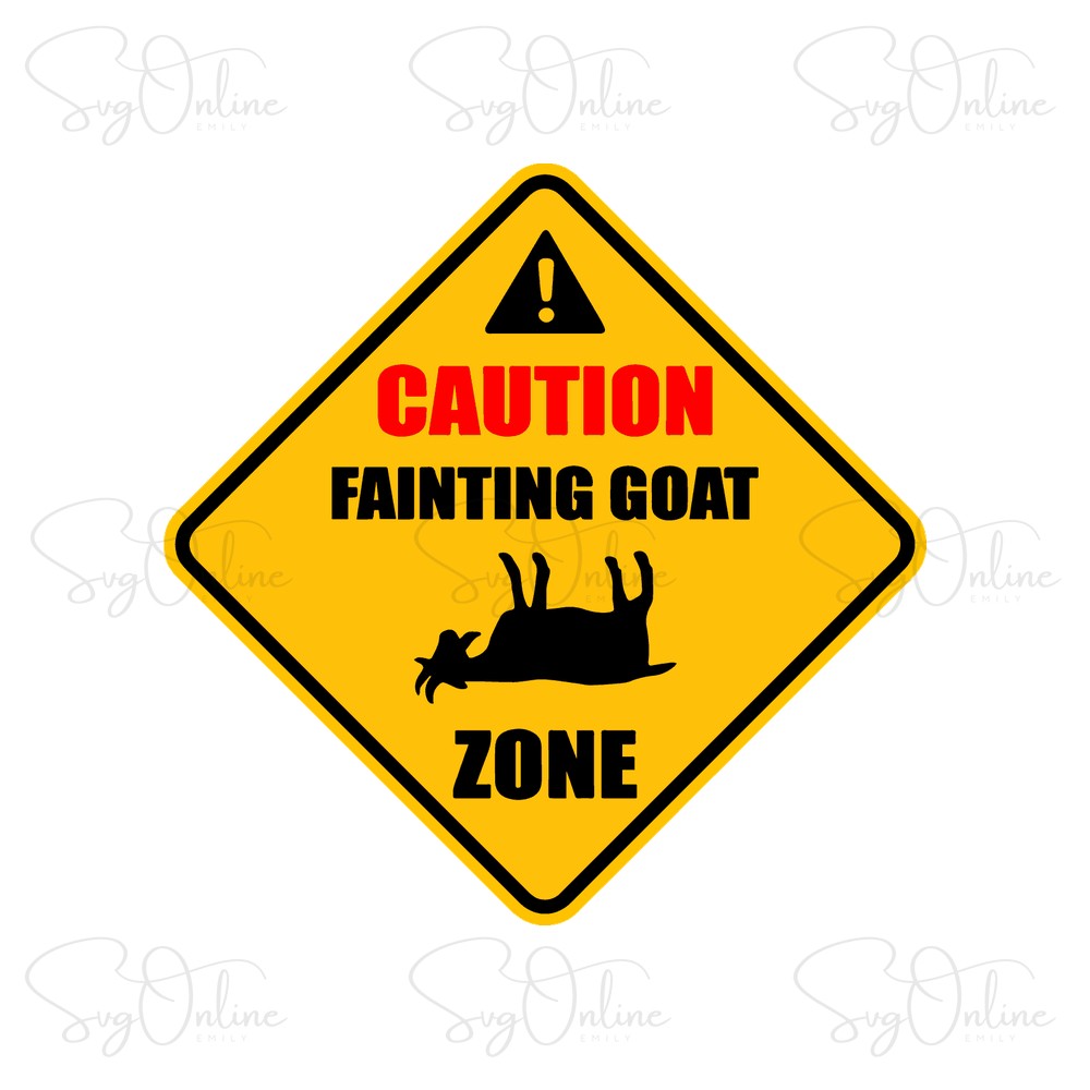 funny fainting goat caution sign svg free download - Free SVG