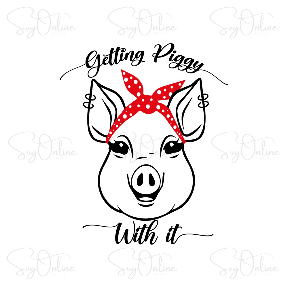 getting piggy with it pig bandana svg design - Free SVG