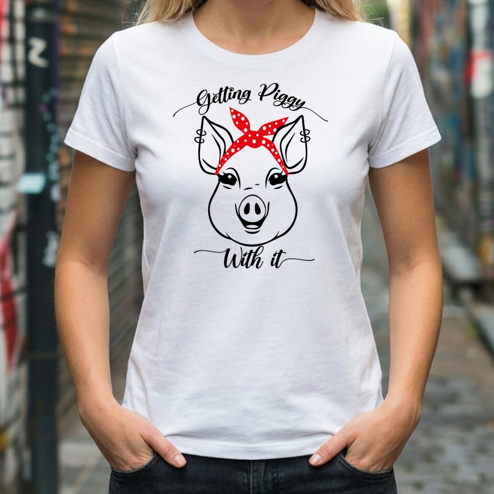 getting piggy with it pig svg tshirt mockup - Free SVG