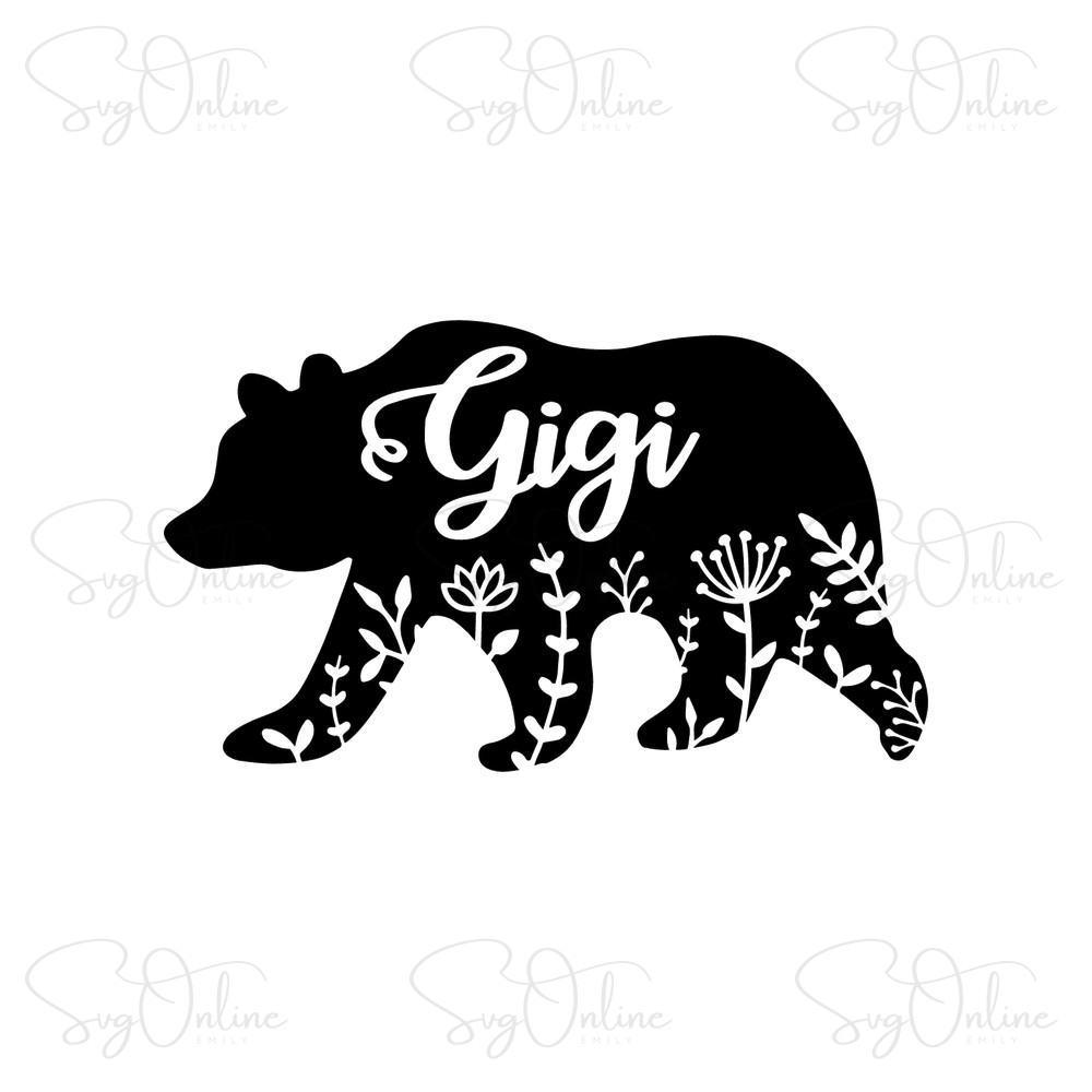 gigi bear floral svg free download design - Free SVG