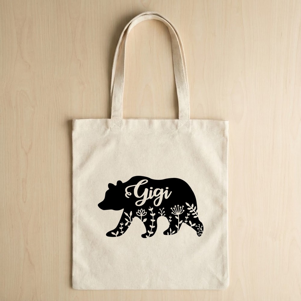 gigi nana bear svg tote bag mockup - Free SVG
