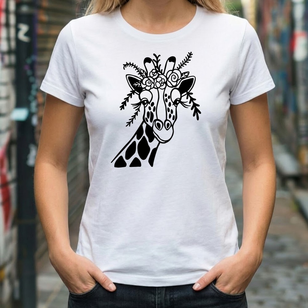 giraffe flowers svg tee shirt mockup design - Free SVG
