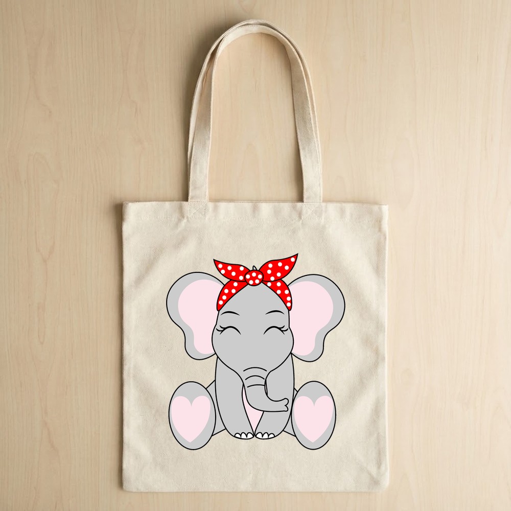 girl elephant svg tote bag mockup - Free SVG