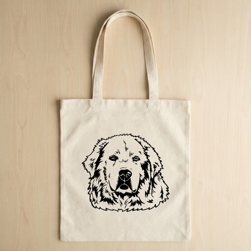 great pyrenees dog svg tote bag mockup - Free SVG