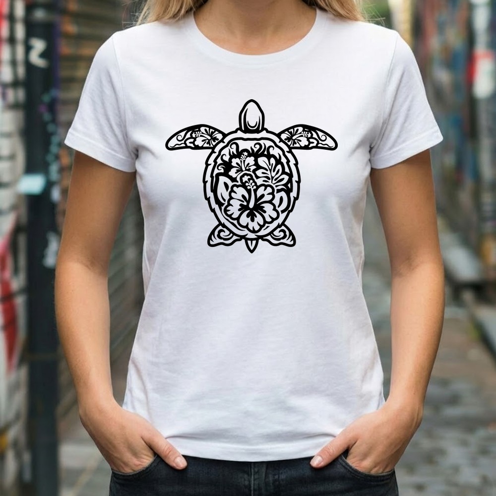 hibiscus turtle svg t shirt mockup - Free SVG