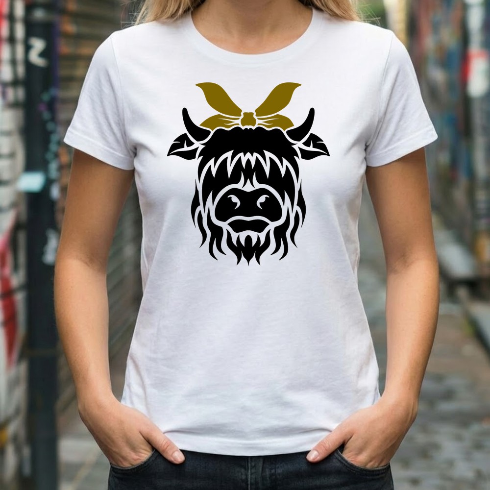 highland cow bandana svg tee shirt mockup - Free SVG
