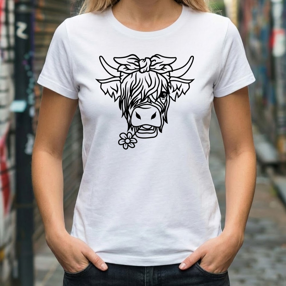 highland cow bandana svg tshirt mockup - Free SVG