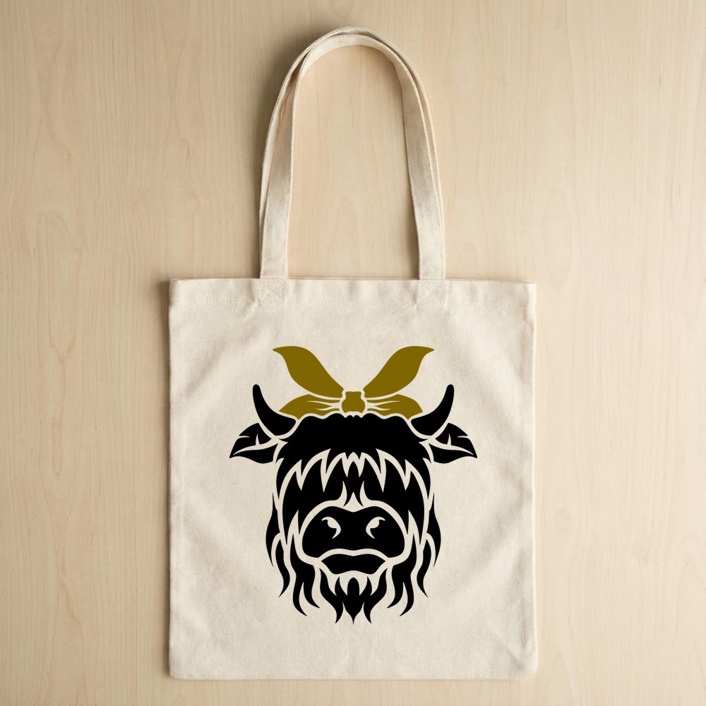 highland heifer bandana svg tote bag mockup - Free SVG
