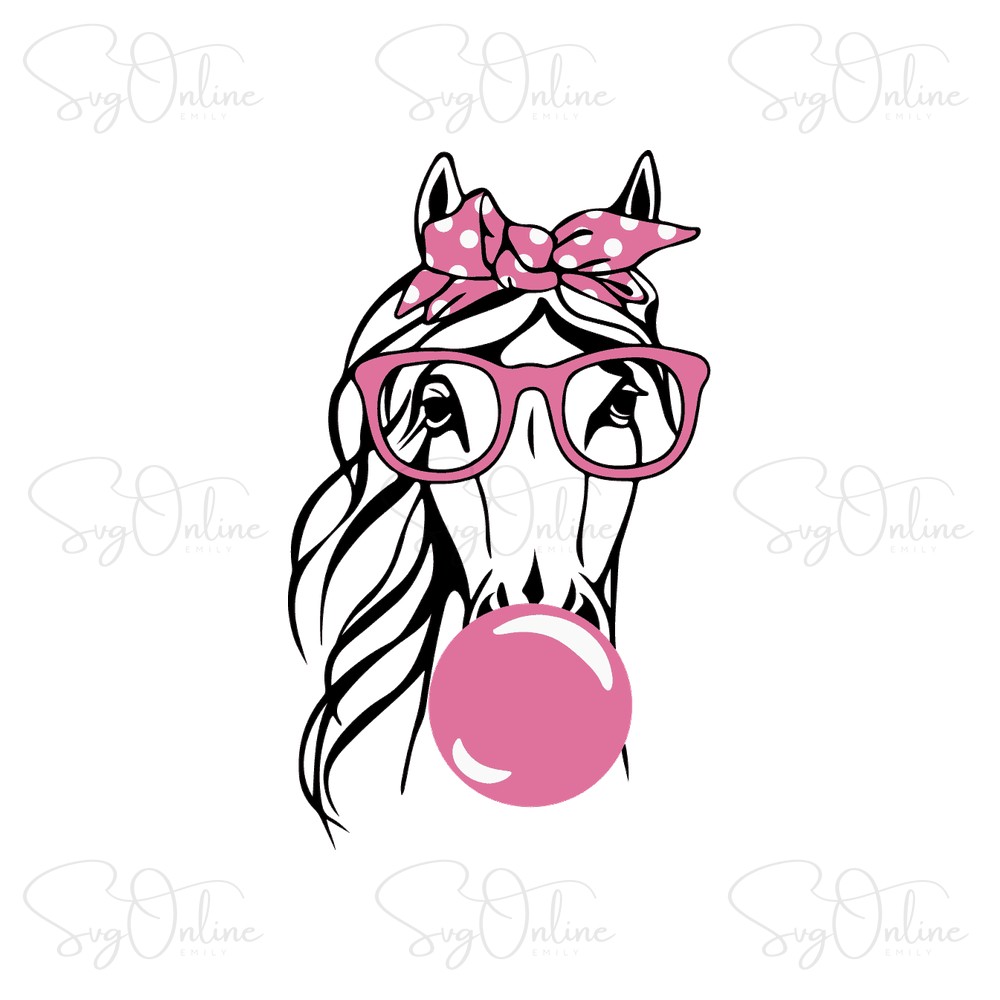 horse with bandana bubble gum sunglasses svg design - Free SVG