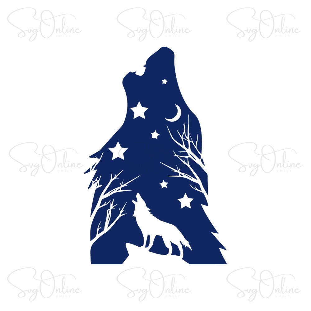 howling wolf moon mountain svg free download - Free SVG