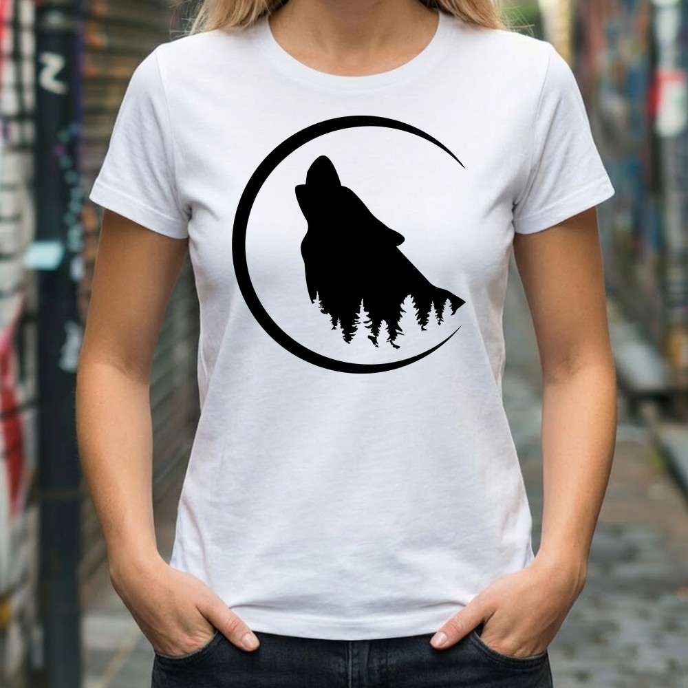 howling wolf svg design on tee shirt mockup - Free SVG