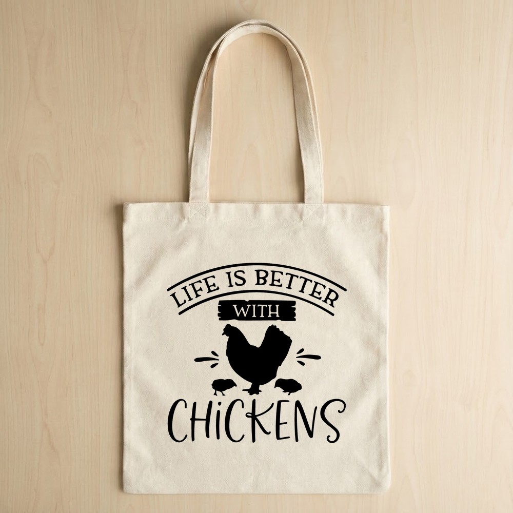 life with chicken svg tote bag mockup - Free SVG