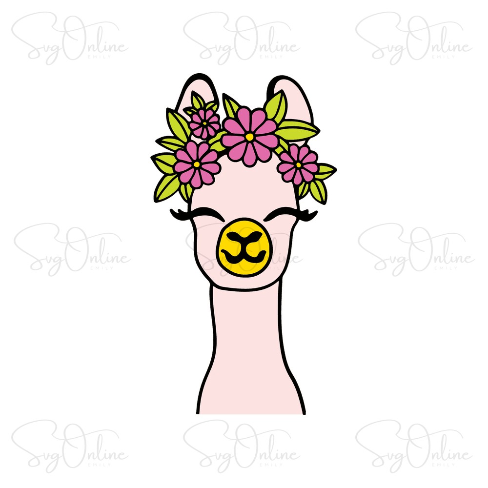 llama with flowers eyelashes funny svg design - Free SVG