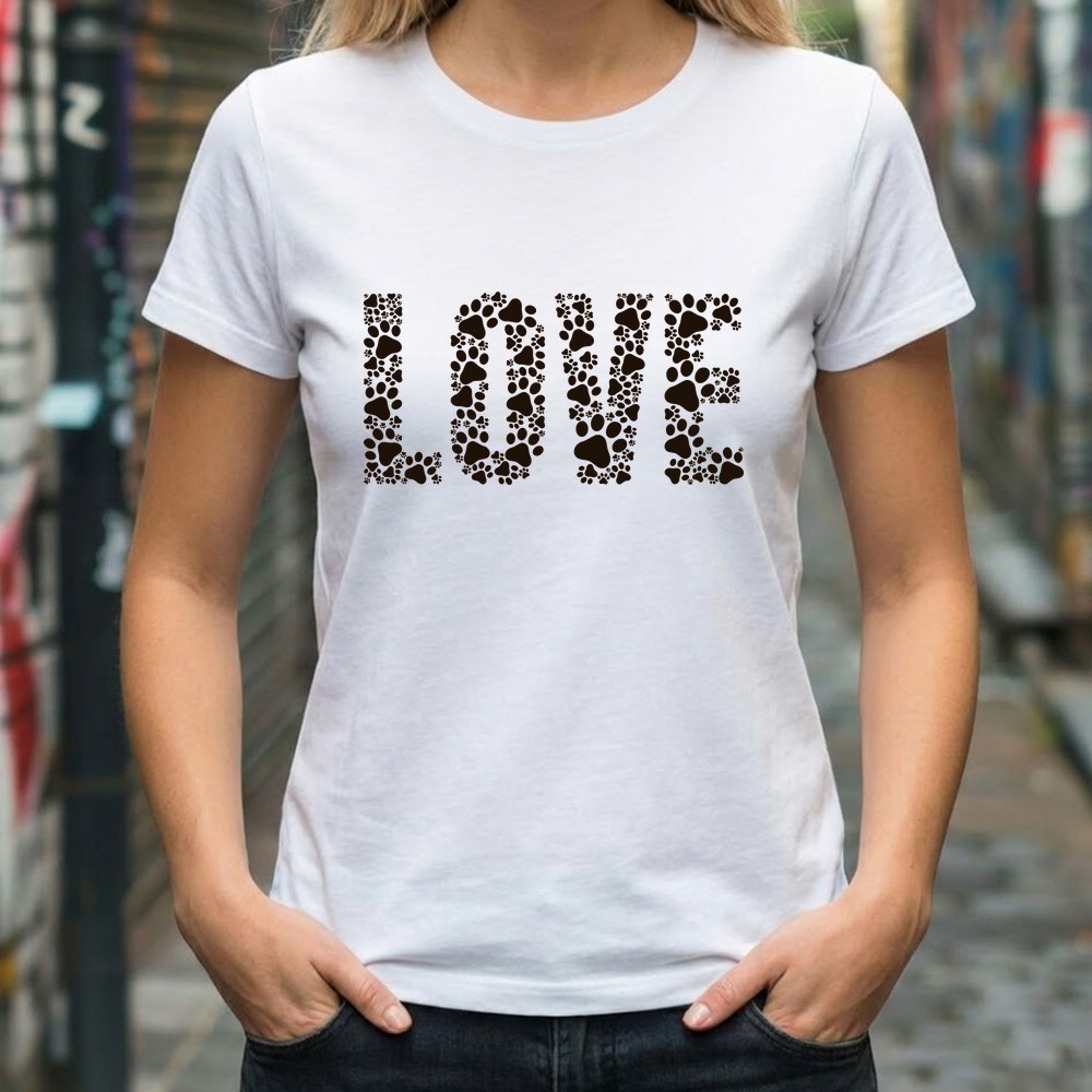 love paw print svg tee shirt mockup - Free SVG