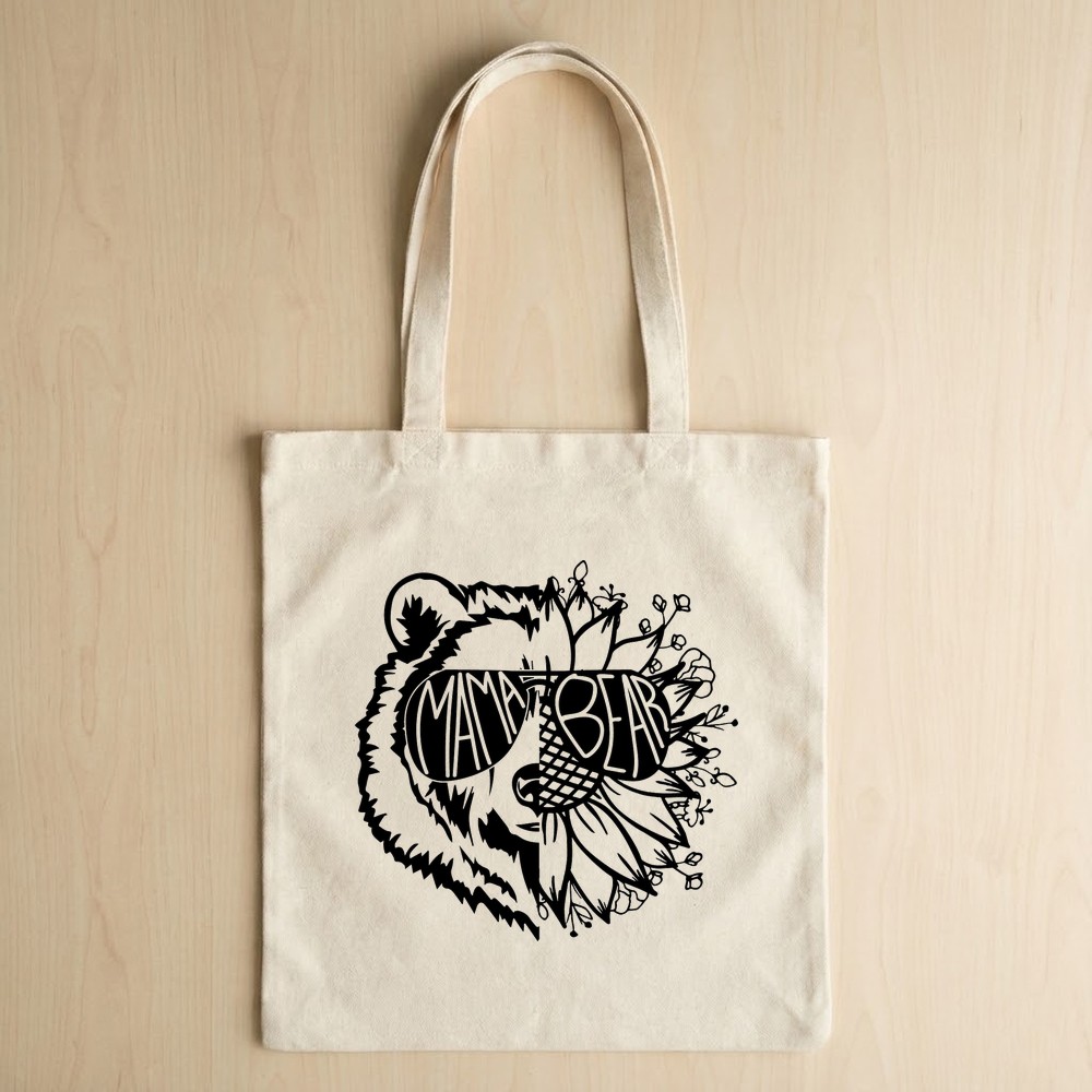 mama bear floral svg tote bag mockup - Free SVG