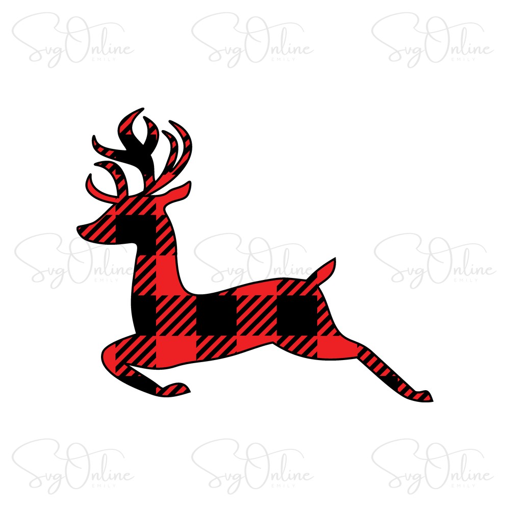 merry christmas buffalo plaid reindeer svg free download - Free SVG
