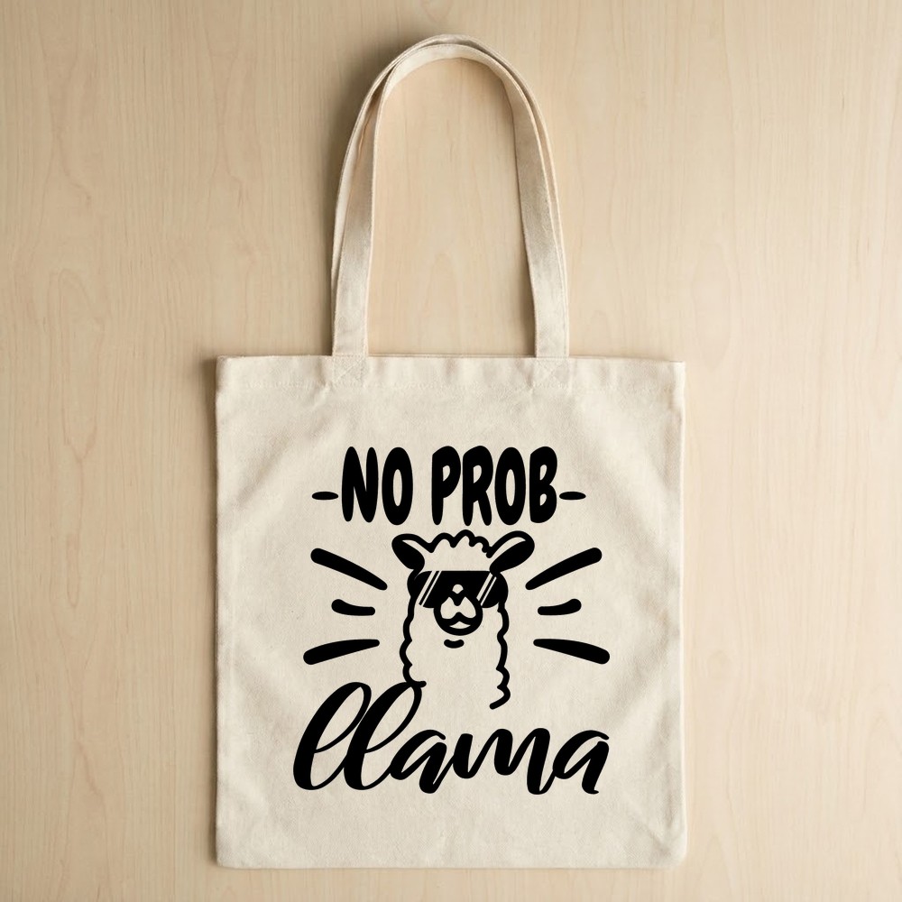 no prob llama svg tote bag mockup craft design - Free SVG