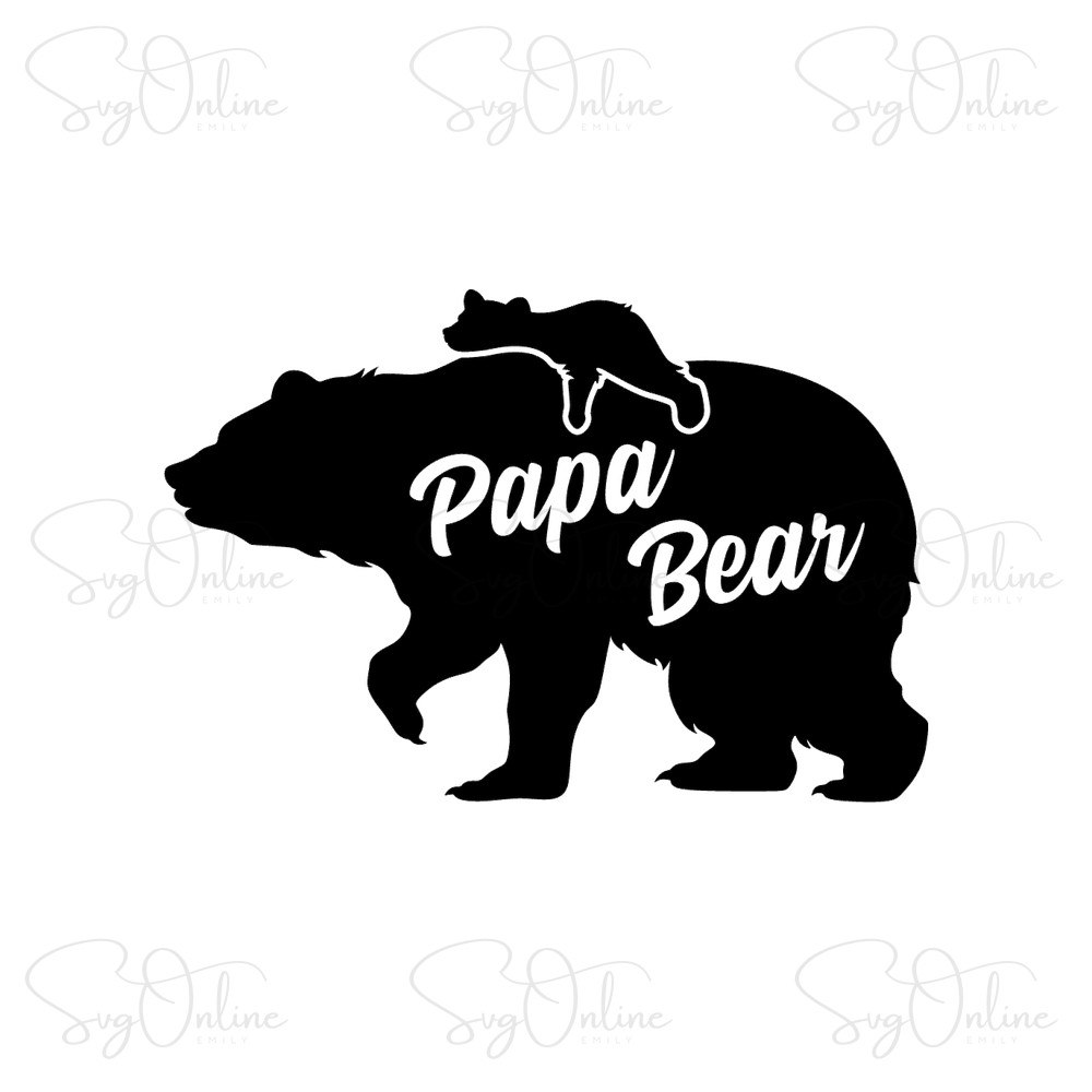 papa bear with cub silhouette svg free download - Free SVG