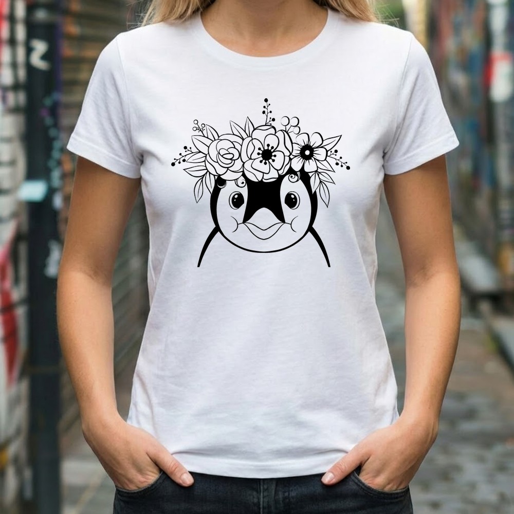penguin flower crown svg tshirt mockup - Free SVG
