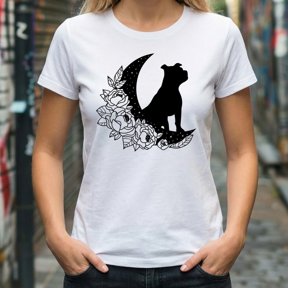 pitbull floral moon svg tshirt mockup - Free SVG
