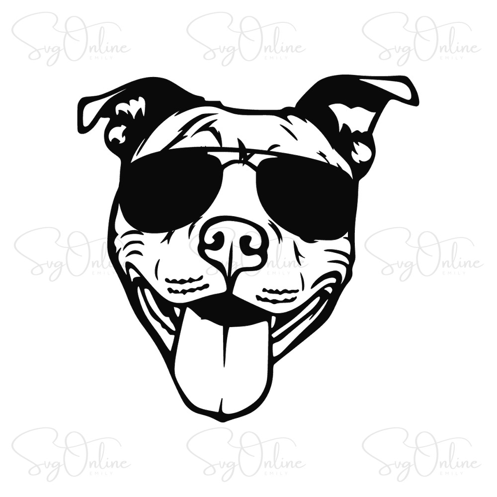 pitbull with sunglasses svg free download 1 - Free SVG
