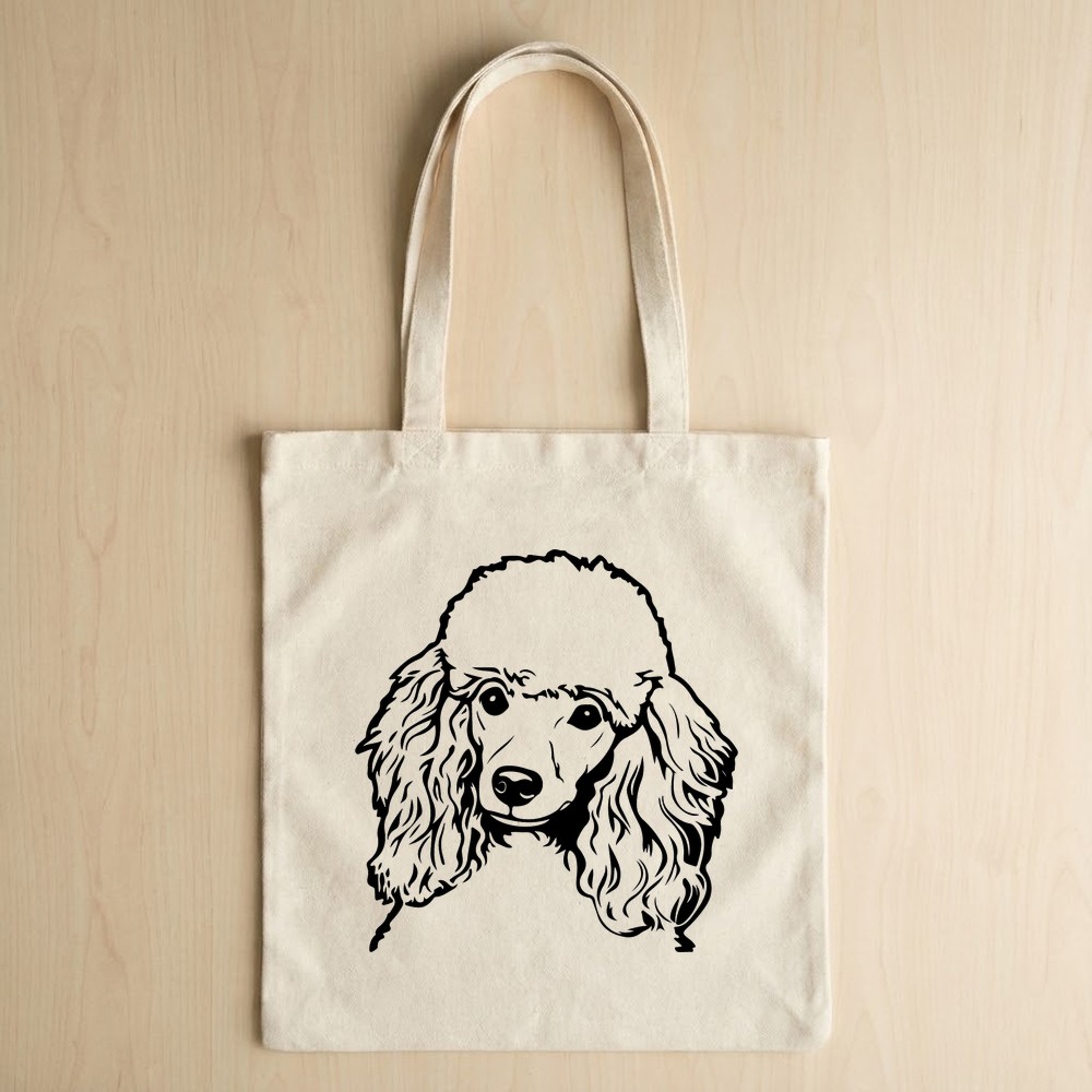 poodle puppy svg on tote bag mockup - Free SVG