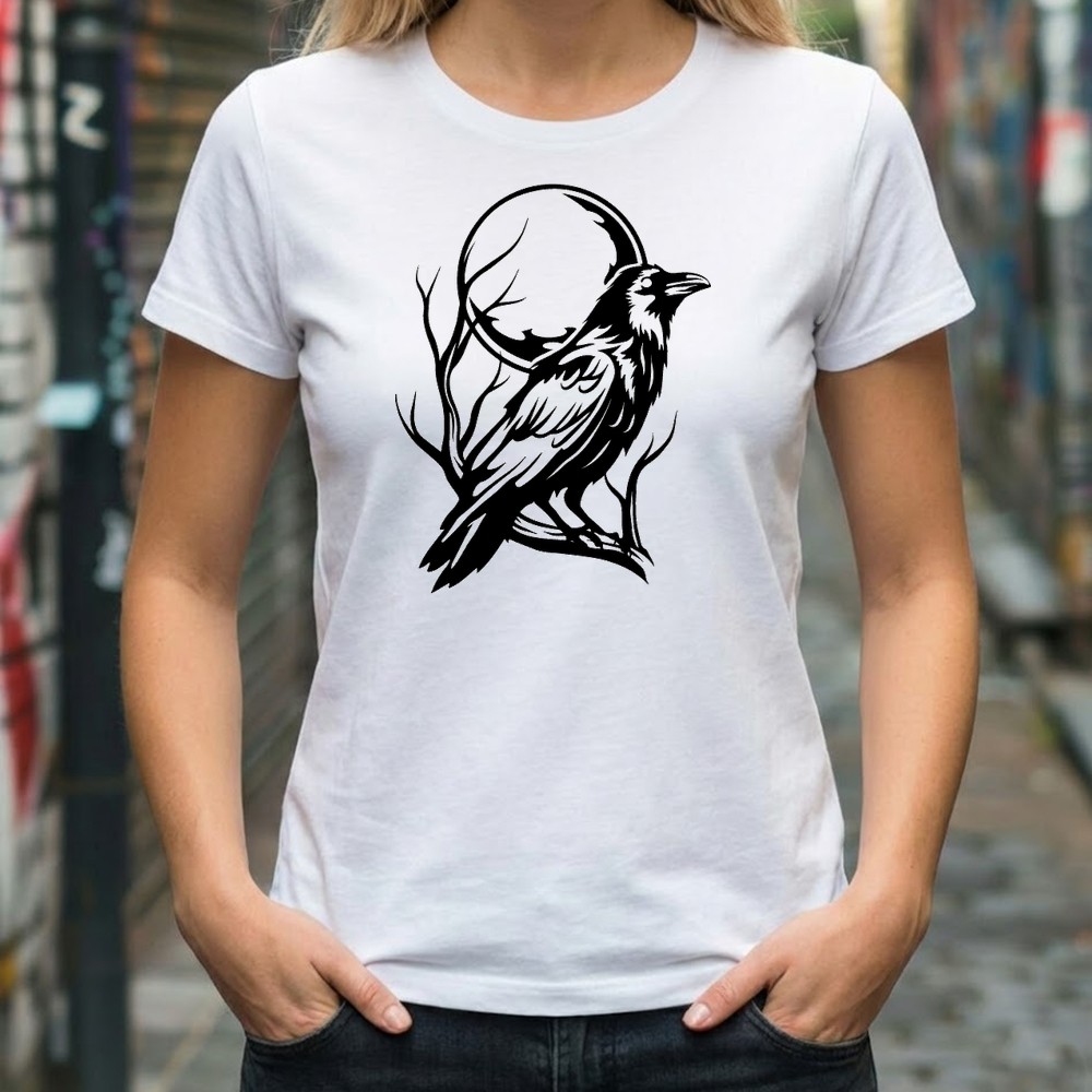 raven crow full moon svg tshirt mockup - Free SVG