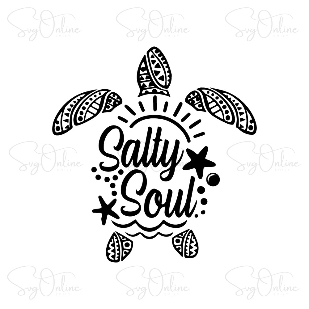 salty soul sea turtle svg free beach life design - Free SVG