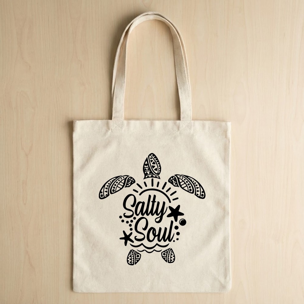 salty soul turtle svg tote bag mockup free download - Free SVG
