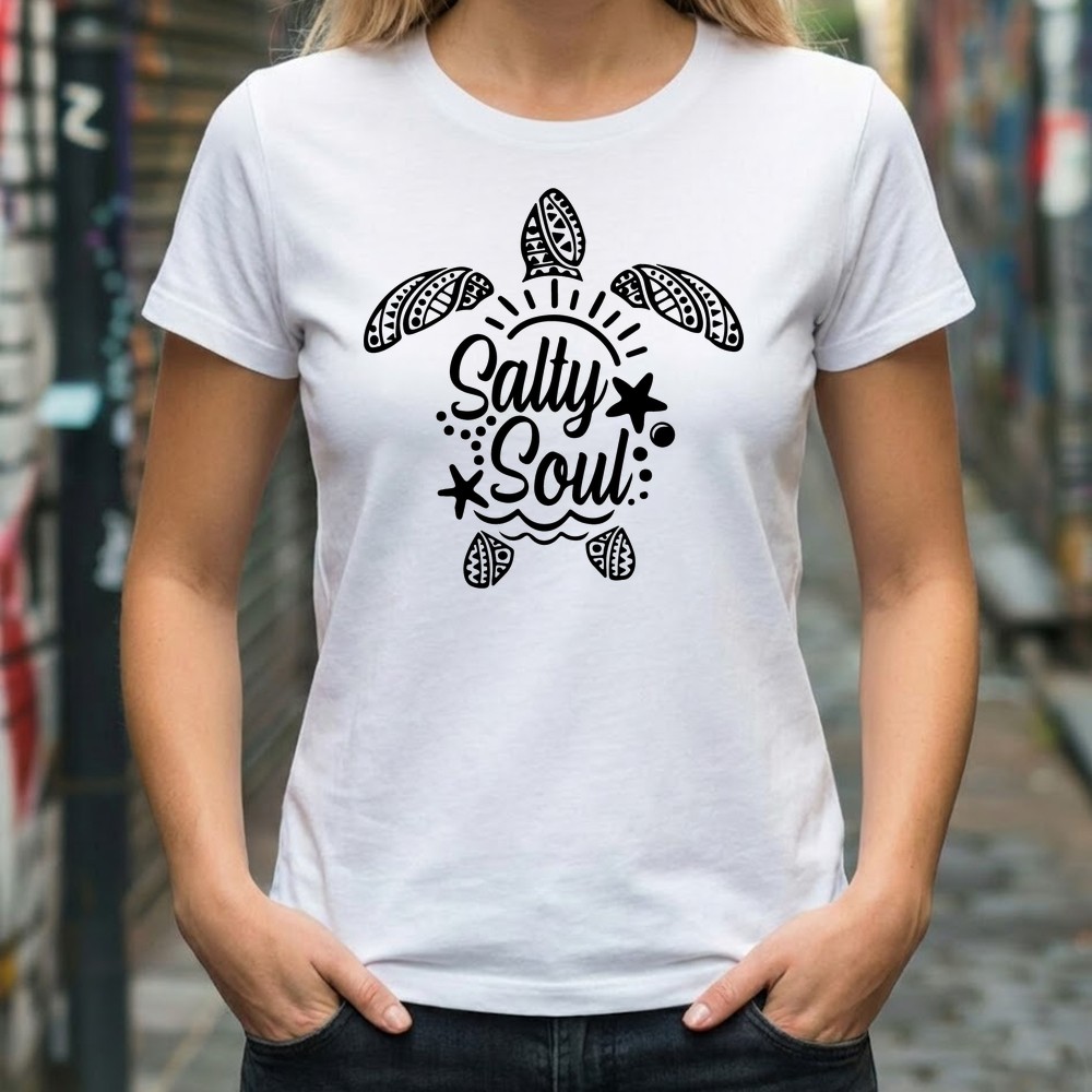 salty soul turtle svg tshirt mockup beach design - Free SVG