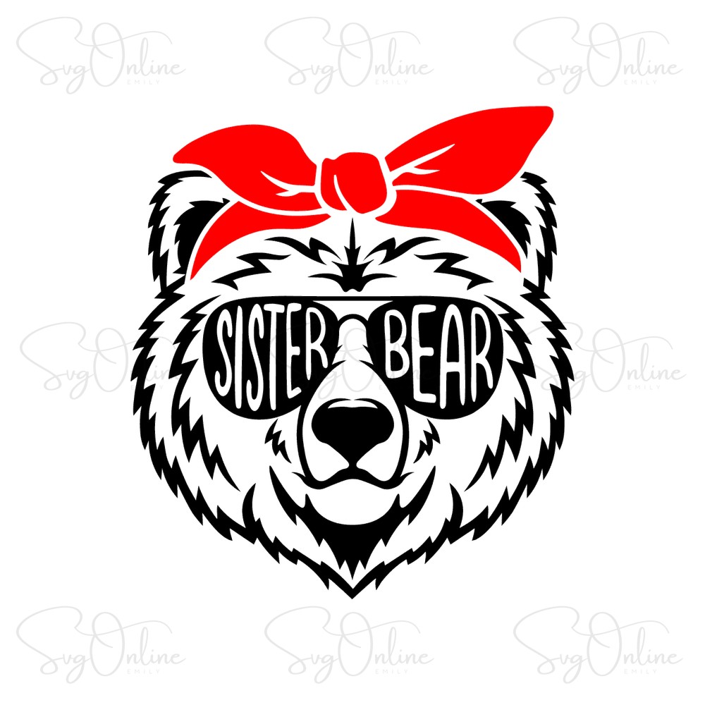 sister bear bandana svg cool bear sunglasses design - Free SVG