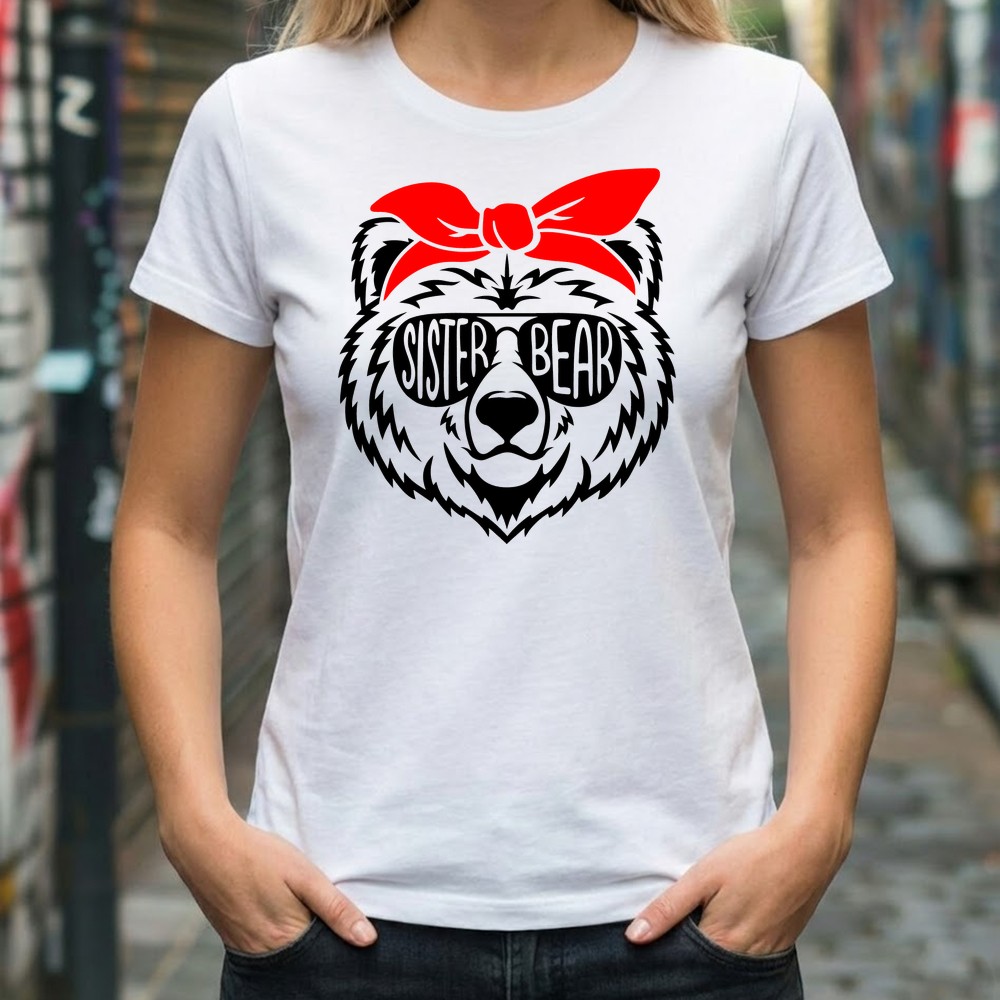 sister bear svg tshirt mockup bandana sunglasses - Free SVG